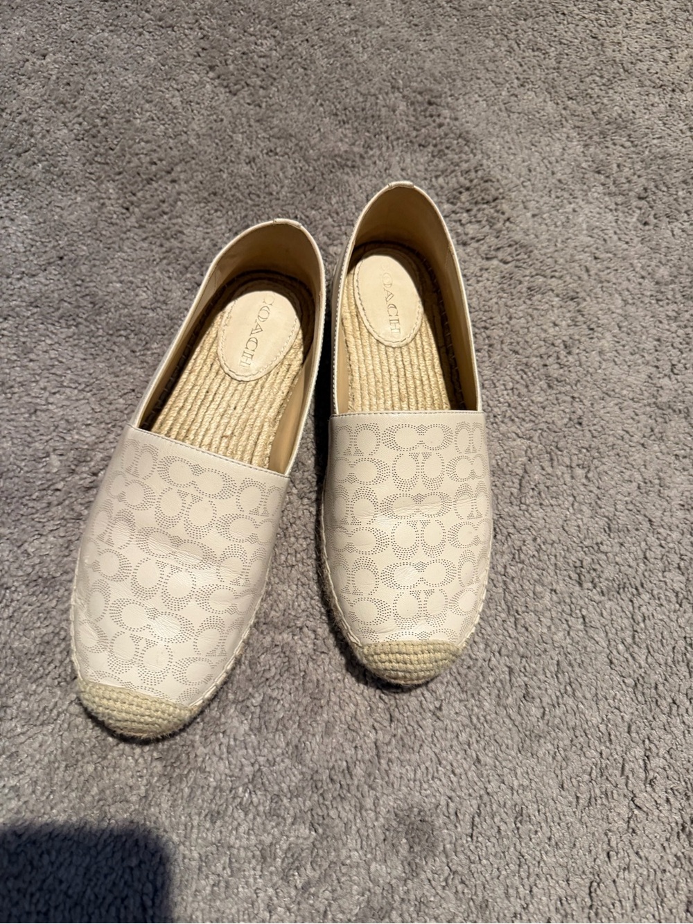 Coach Women's Ivory Logo Espadrille Flats